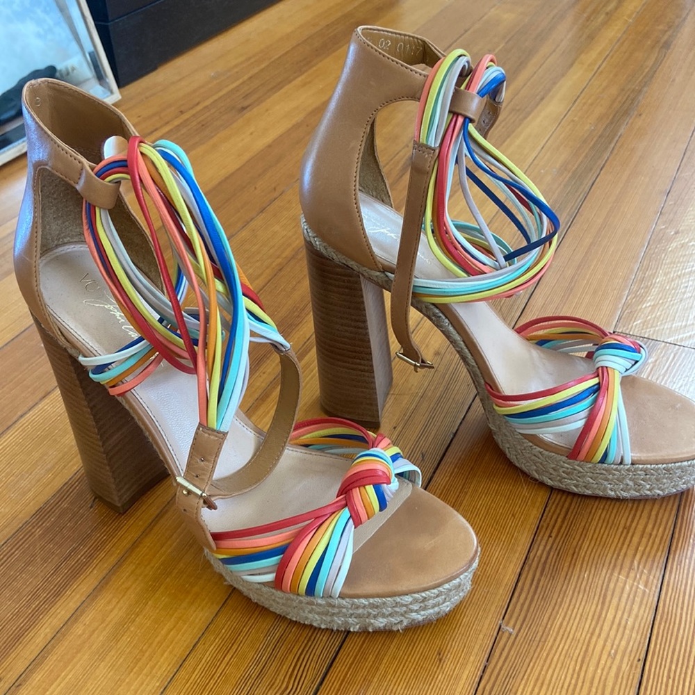 Multicolor platform dress sandals